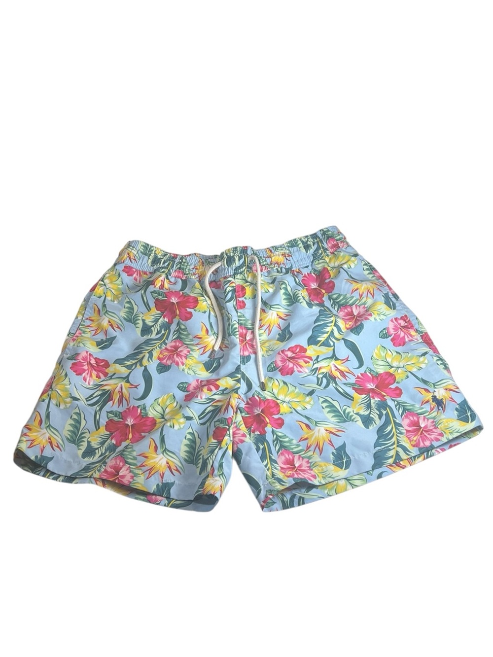 Polo Ralph Lauren Men's Light Blue Hibiscus  Swim Trunks Tropical Beach Pool